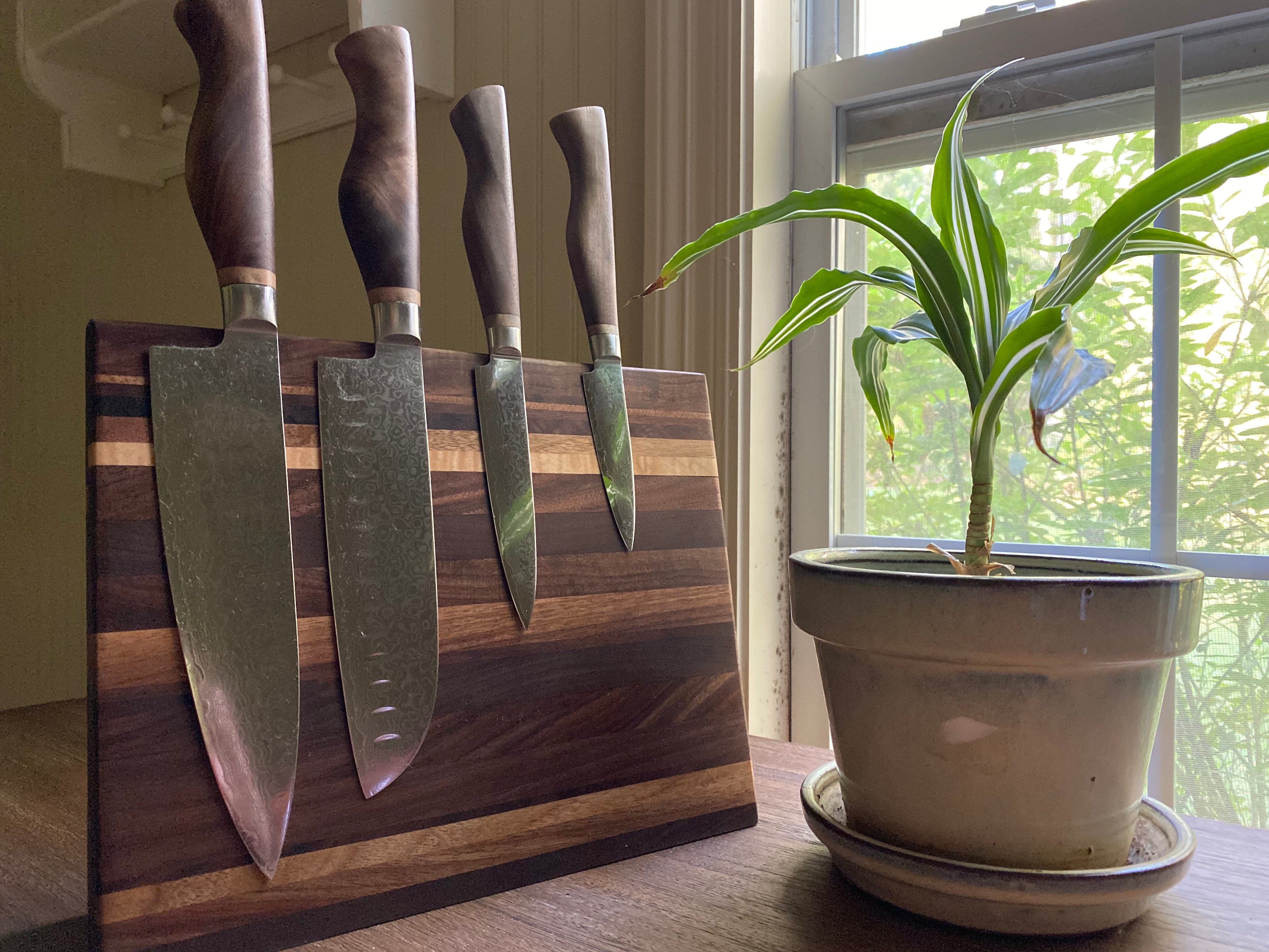 Black Walnut magnetic knife holders —